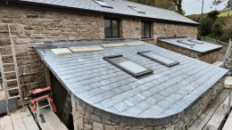 Modern slate roof higher and lower section